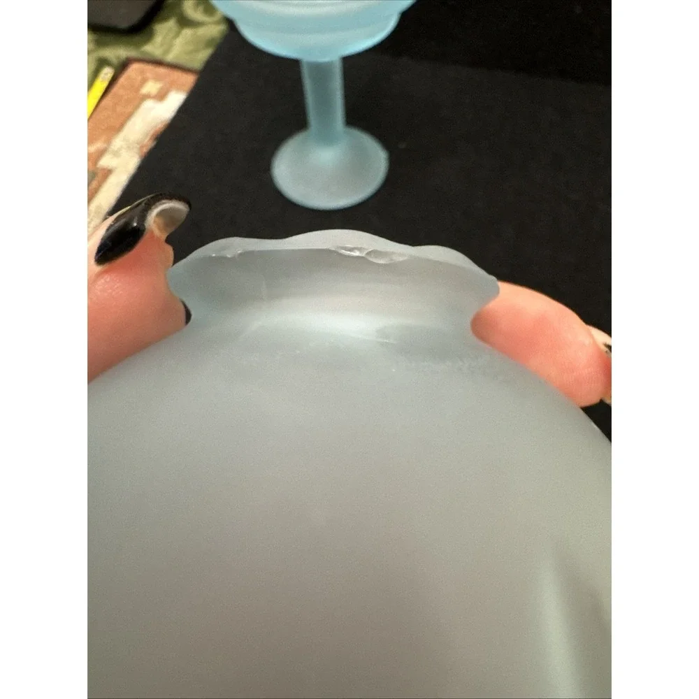 Westmoreland Vintage Baby Blue Frosted Glass 2-Piece Fairy Lamp 6